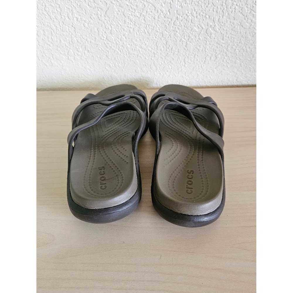 Crocs Meleen Twist Sandals Womens 7 Espresso Dark Brown Slide Strappy - Picture 4 of 7
